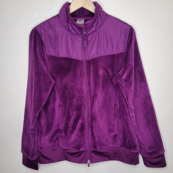 Athletic Works Purple Fuzzy Fleece Jacket Full Zip Size Large - Picture 1 of 4